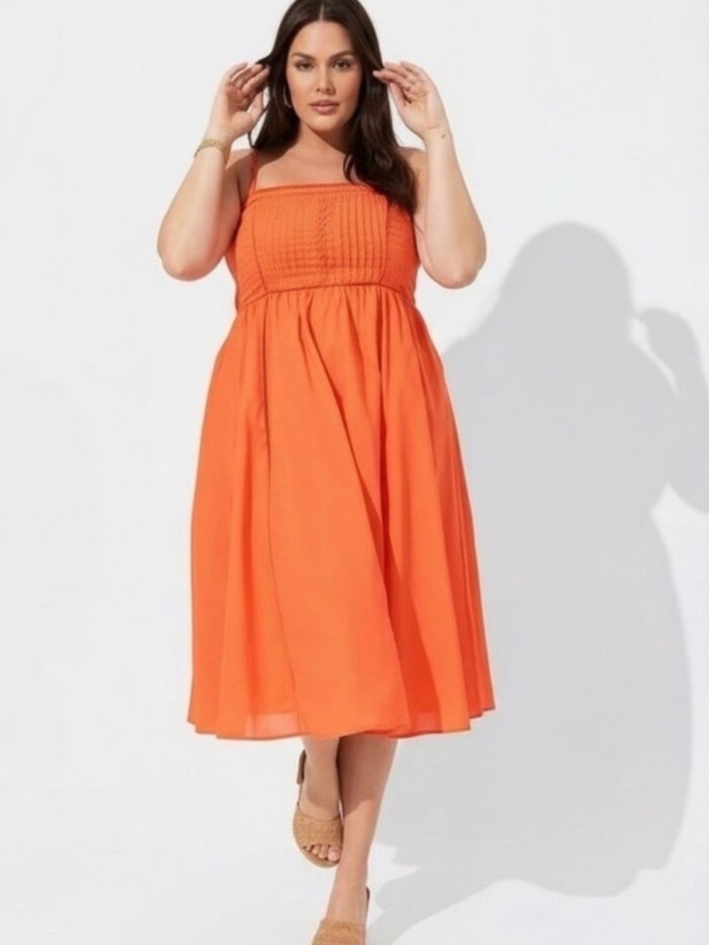 TORRID Midi Voile Pleated Bodice Sundress 100% Cotton lined